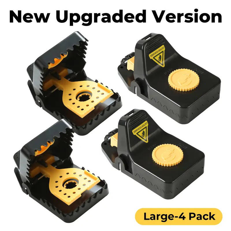 Upgraded Snap Mouse Trap (4 Pack), Powerful Rat Deterrent with High Sensitivity Trigger, Safe No Touch Disposal for Home & Kitchen