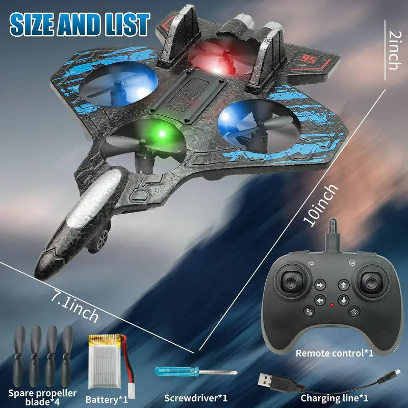 RC Jet Plane Toy, High Speed Stunt Airplane with Remote Control, 360° Flips & LED Lights, Durable Foam Flyer for Kids