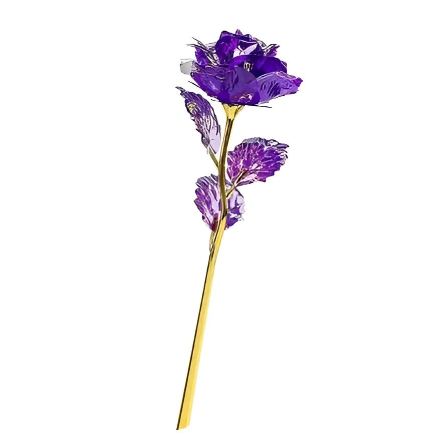 Holographic Rose with Hand-Placed Petals and Iridescent Coating, 10 Inch