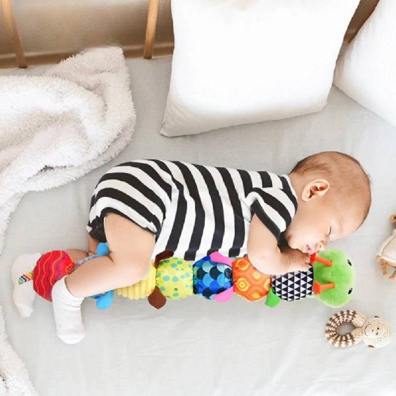 Plush Caterpillar with Musical Squeeze Segments and Bright Colors for Babies