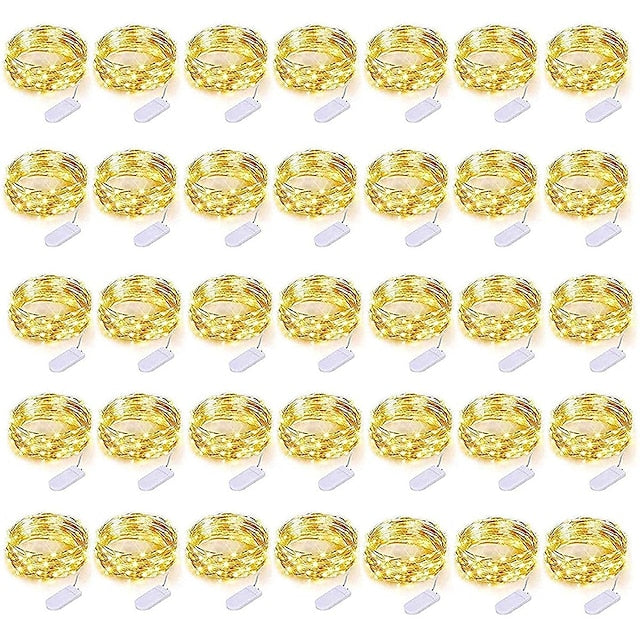 100 Pack Waterproof Mini LED Fairy String Lights with Flexible Silver Wire for Weddings and Party Decor