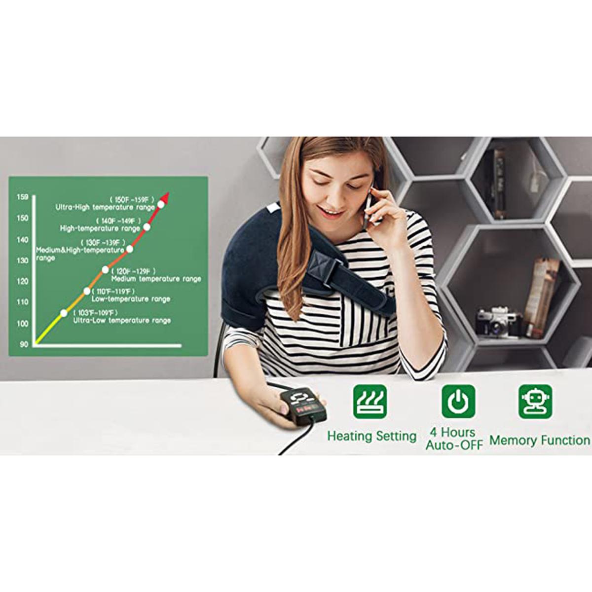 UTK Technology heating pad with temperature range chart and controller settings