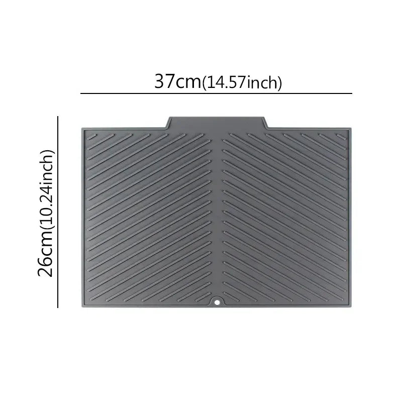 Dish Drying Mat with Dual Sided Grooves and Textured Grip Surface