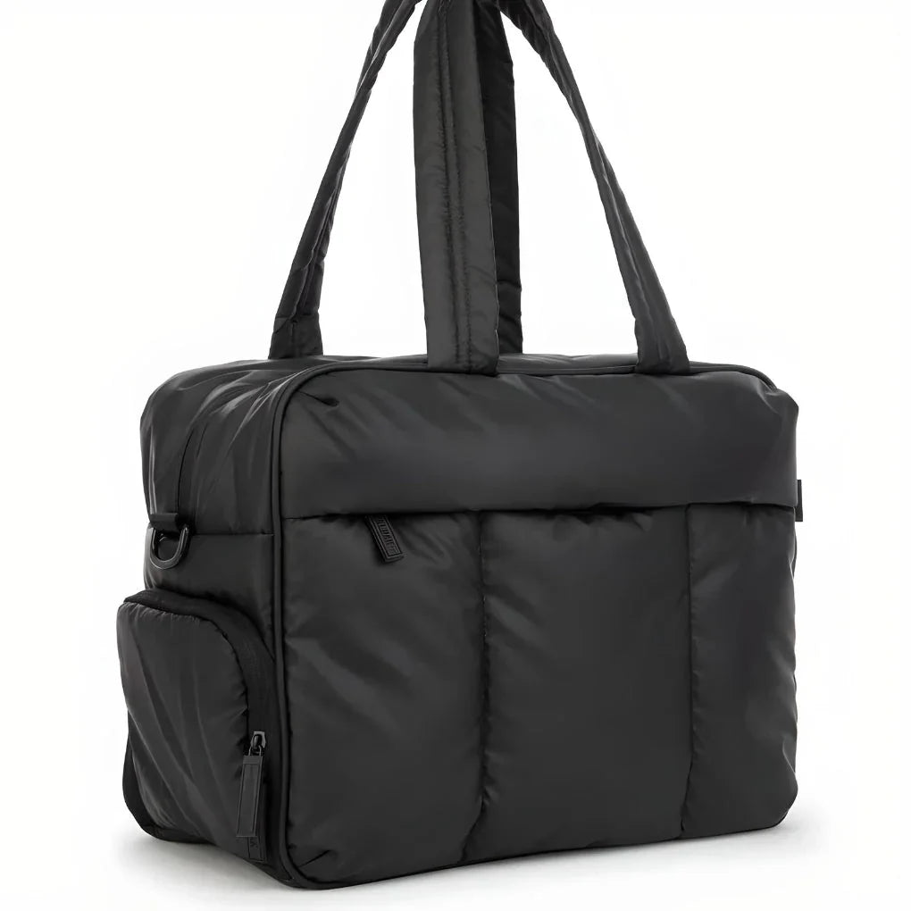 Quilted Duffle Bag with Dual Top Handles and Wide Zip Opening, 16 Inch