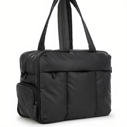 Quilted Duffle Bag with Dual Top Handles and Wide Zip Opening, 16 Inch