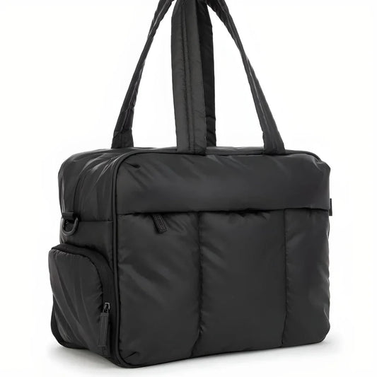 Quilted Duffle Bag with Dual Top Handles and Wide Zip Opening, 16 Inch