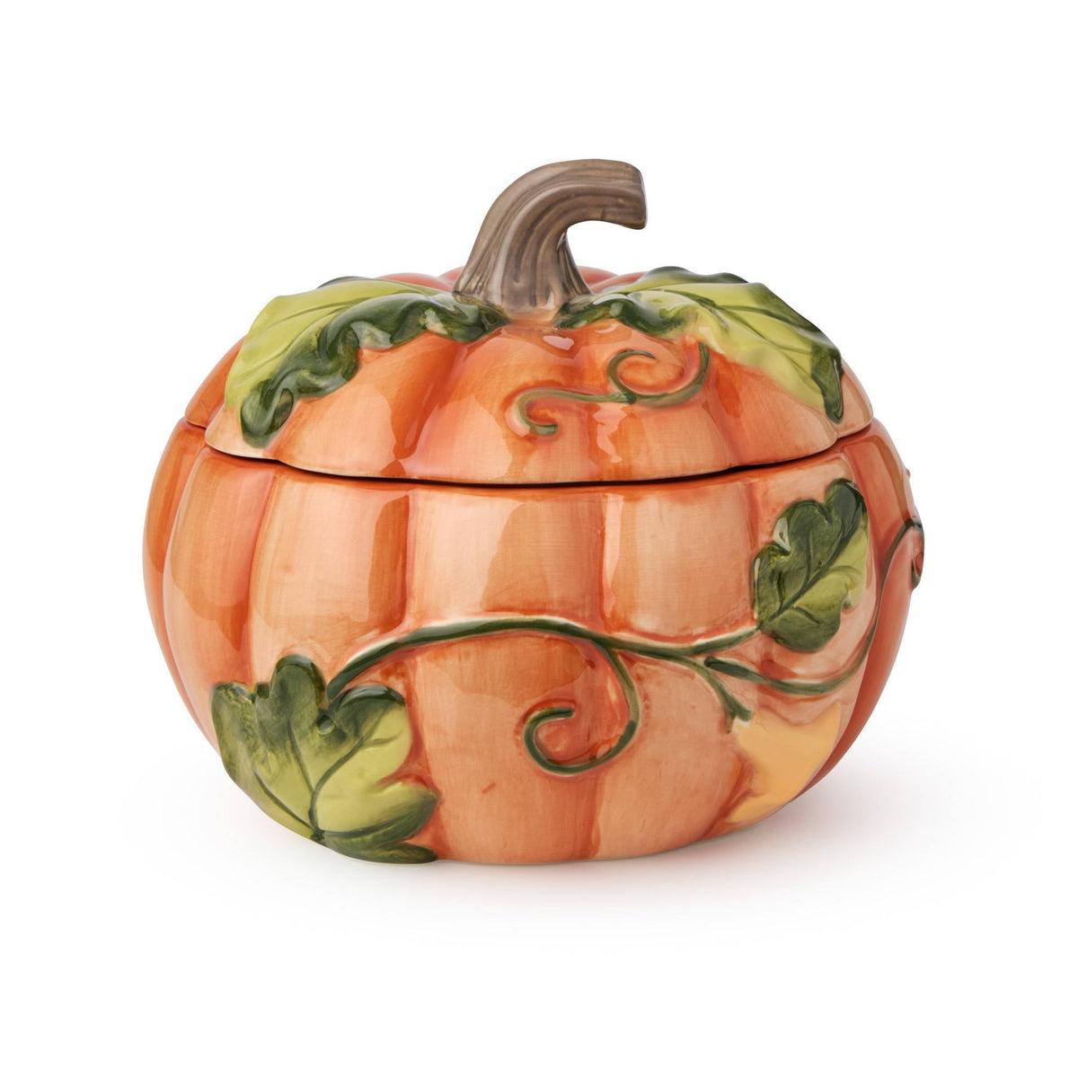 Ceramic Pumpkin Bowls with Covers and 24 Ounce Size Set of 2 for Soup and Stew
