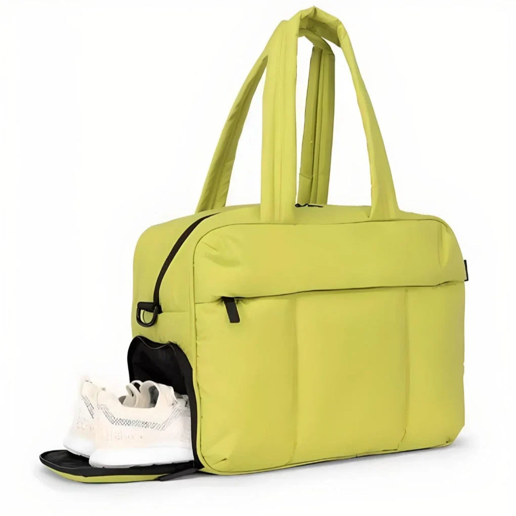 Quilted Duffle Bag with Dual Top Handles and Wide Zip Opening, 16 Inch