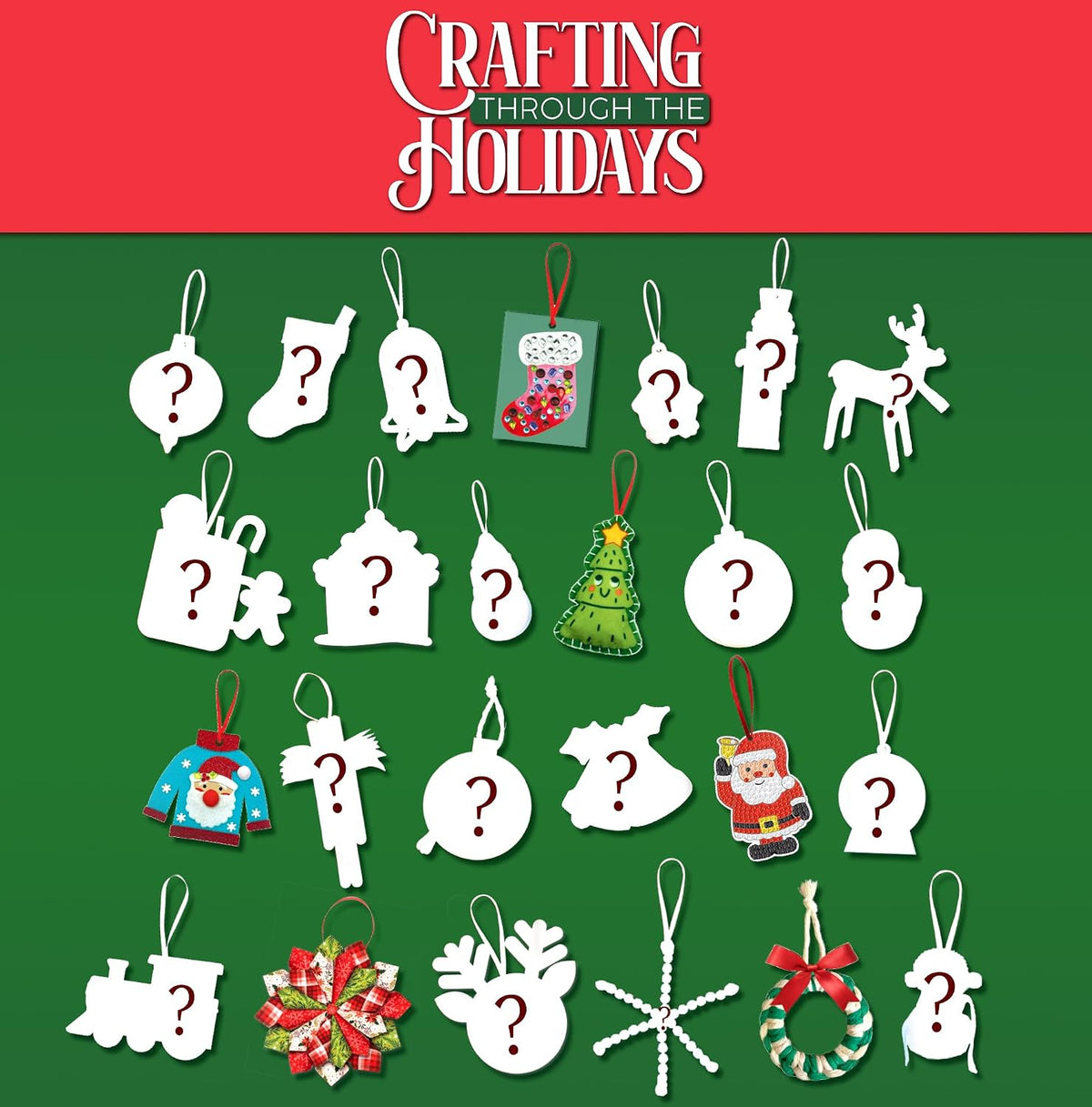 Holiday Craft Countdown Box with 25 Daily Craft Bags for Diamond Art, Paint by Number and Ornament Projects