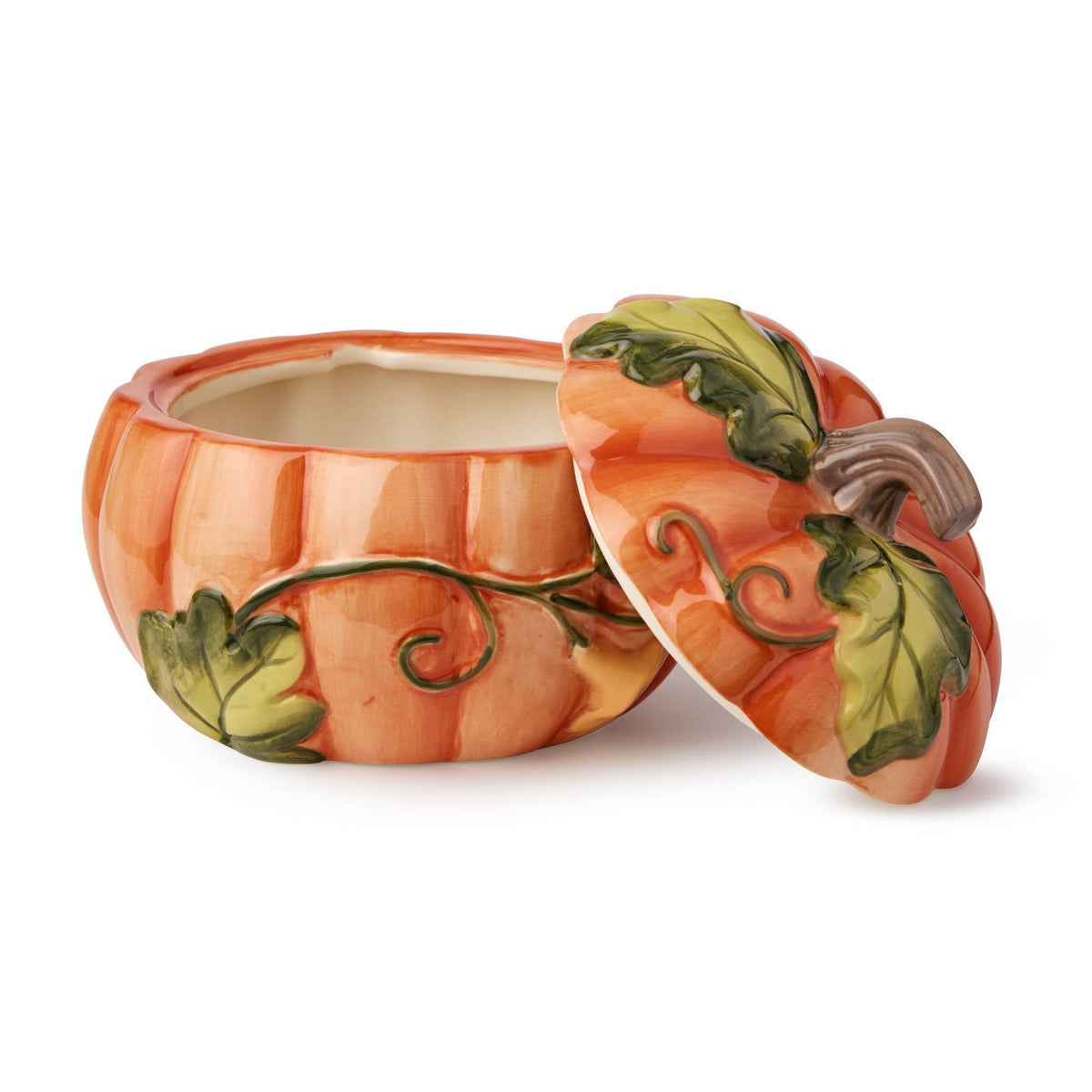 Ceramic Pumpkin Bowls with Covers and 24 Ounce Size Set of 2 for Soup and Stew