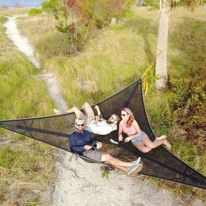 Triangle Hammock with Three-Point Anchor System and Elevated Sleeping Surface