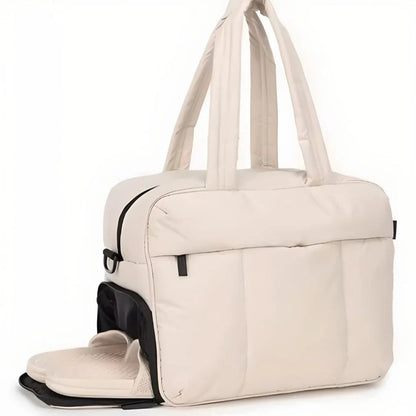 Quilted Duffle Bag with Dual Top Handles and Wide Zip Opening, 16 Inch