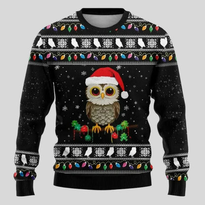 Mens Crew Neck Sweater with Festive Graphic and Relaxed Fit