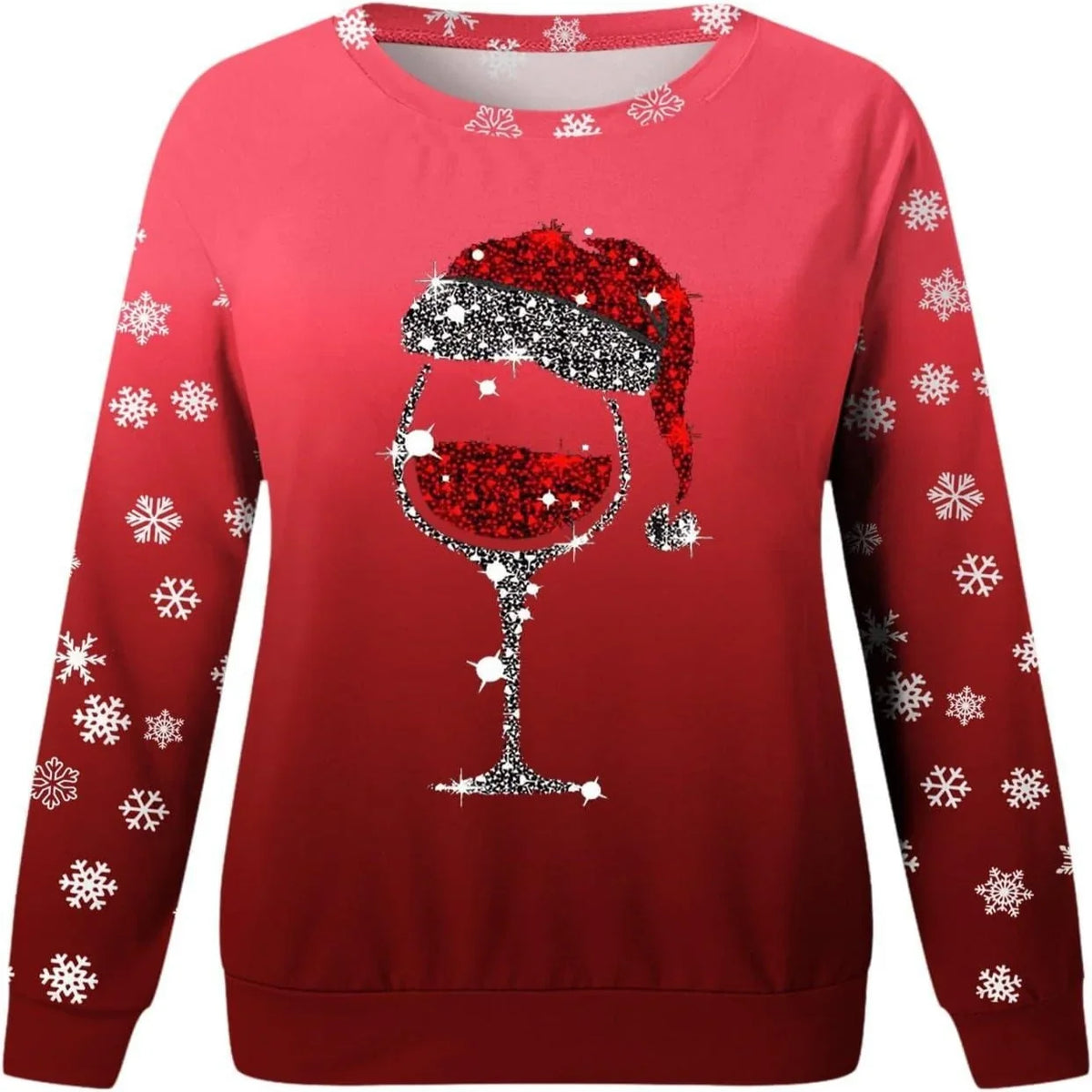 Womens Festive Knit Sweater with Crew Neckline and Long Sleeves, Relaxed Fit
