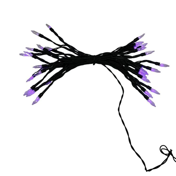 Purple Fairy Light String with Black Wire for Halloween Parties and Spooky Rooms