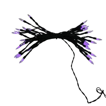 Purple Fairy Light String with Black Wire for Halloween Parties and Spooky Rooms