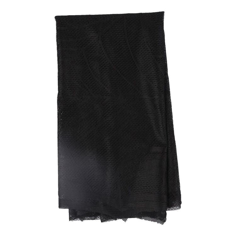 Black Mesh Table Cover with Spider Web Pattern for Halloween Buffets and Dessert Tables