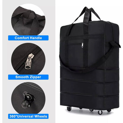42 Inch Wheeled Duffle Bag with Five Rotating Wheels and Expandable Storage