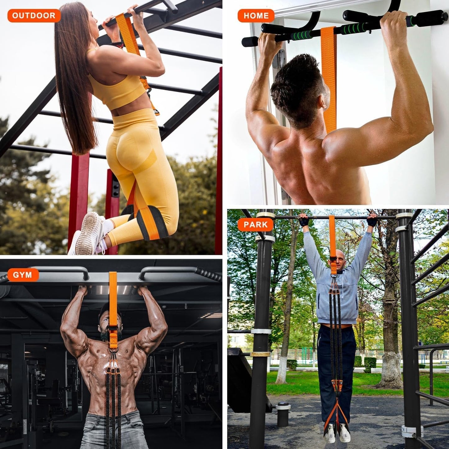 Pull Up Assist Band with Double Foot Holder and Steel Hooks