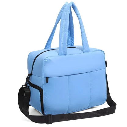 Quilted Duffle Bag with Dual Top Handles and Wide Zip Opening, 16 Inch