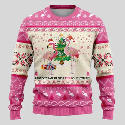 Mens Crew Neck Sweater with Festive Graphic and Relaxed Fit