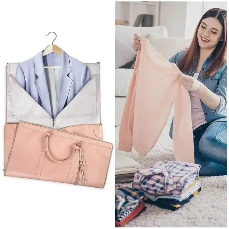 Garment Bag with Multiple Interior Pockets and Dual Carry Handles for Travel