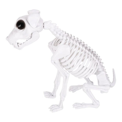 Sitting Skeleton Dog Prop with Natural Bone Look for Halloween Porches and Shelves