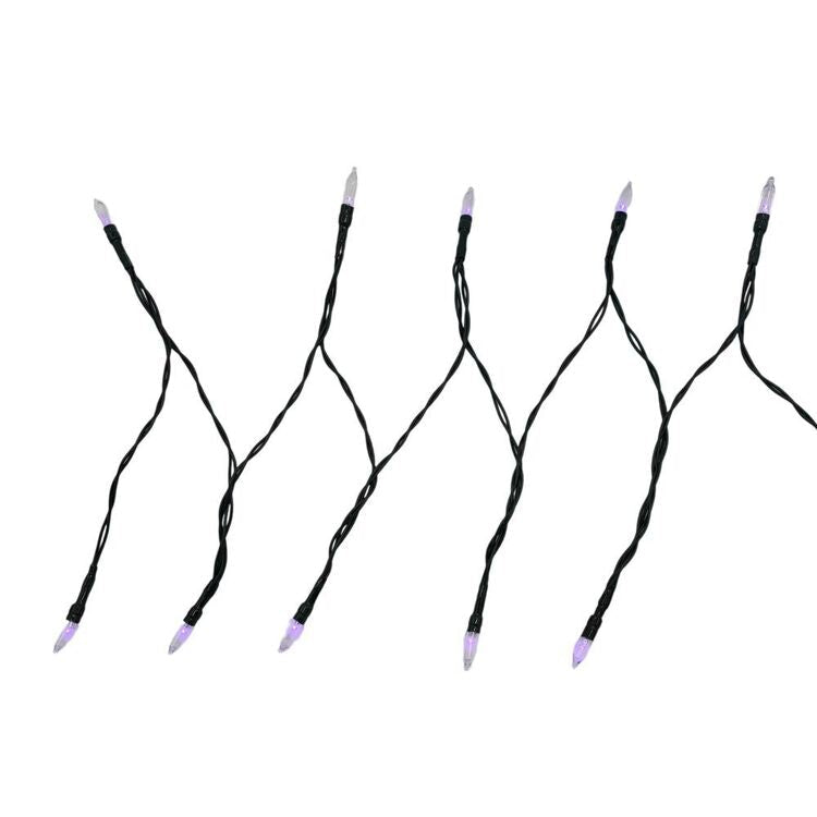 Purple Fairy Light String with Black Wire for Halloween Parties and Spooky Rooms