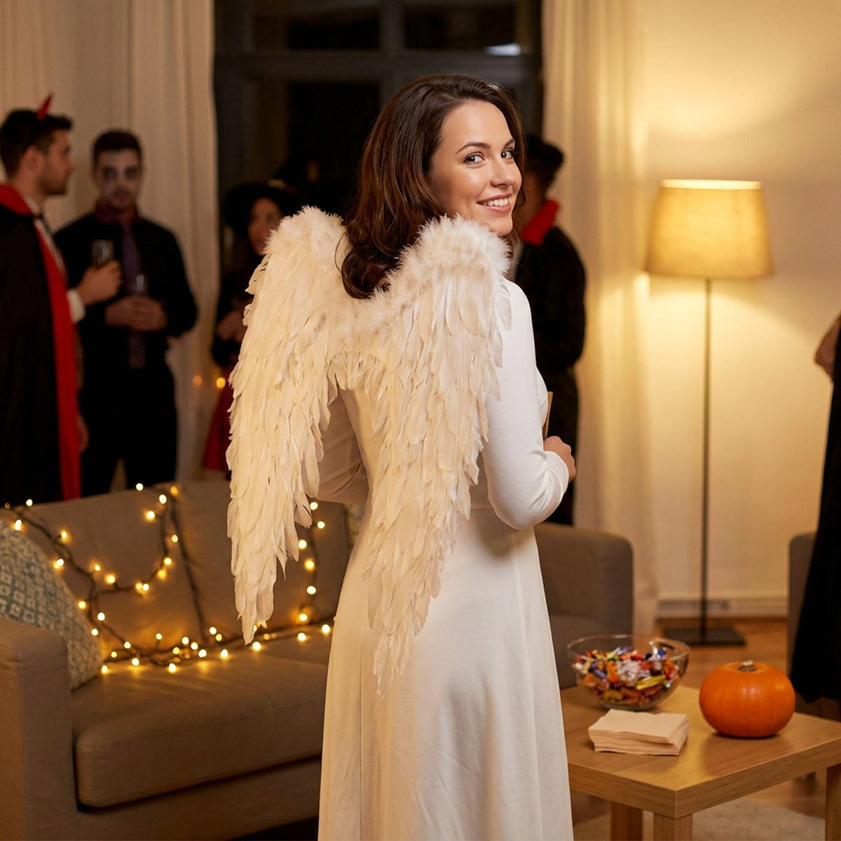 Feather Angel Wings Costume with Elastic Shoulder Straps in Four Colors and Six Sizes