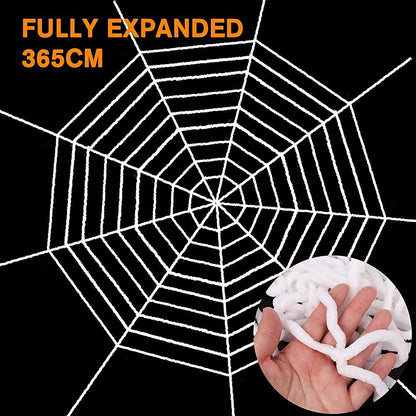 Giant Bendable Spider Trio with 12 Foot Cobweb for Halloween Porches Trees and Fences in Black Or White