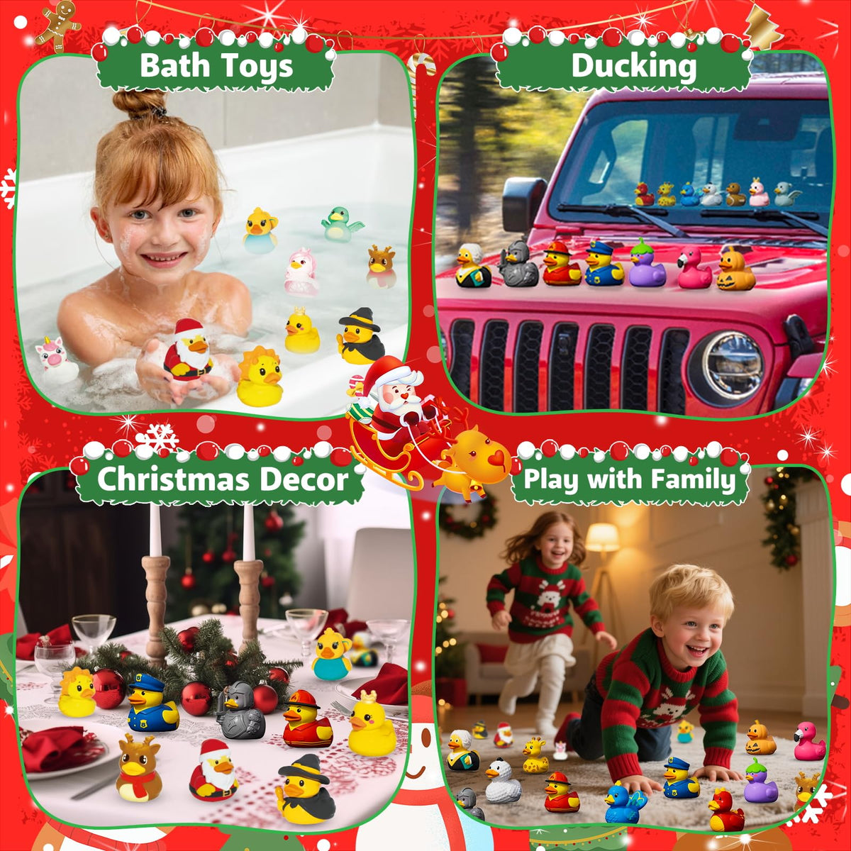 Costume Rubber Duck Countdown Box with 24 Different Festive Ducks for Bath Time and Shelves