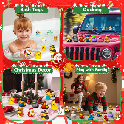 Costume Rubber Duck Countdown Box with 24 Different Festive Ducks for Bath Time and Shelves