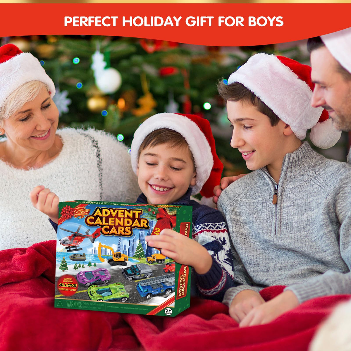 Calendar Box of 24 Die Cast Alloy Race Cars, Tanks and Helicopters with a Folding Play Map for Ages 3 and Up