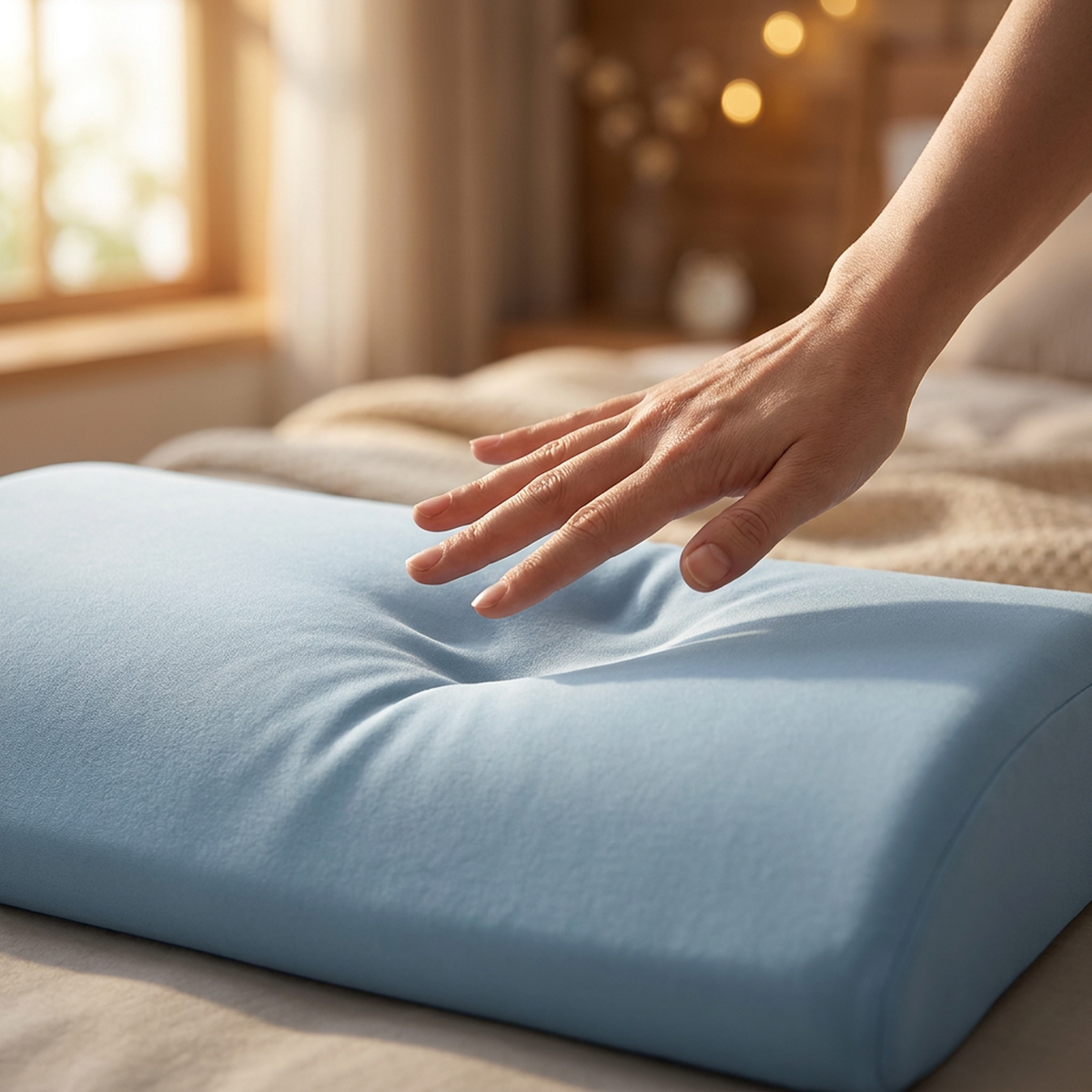 Memory Foam Lumbar Pillow with Tapered Edge and Soft Touch Cover, Full Width Support