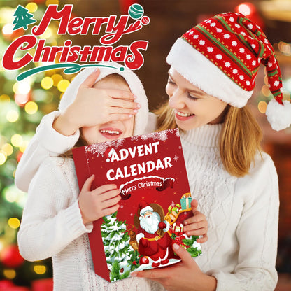 Christmas Countdown Box with 24 Soft Squishy Toys and a Fold Out Red Display for Kids