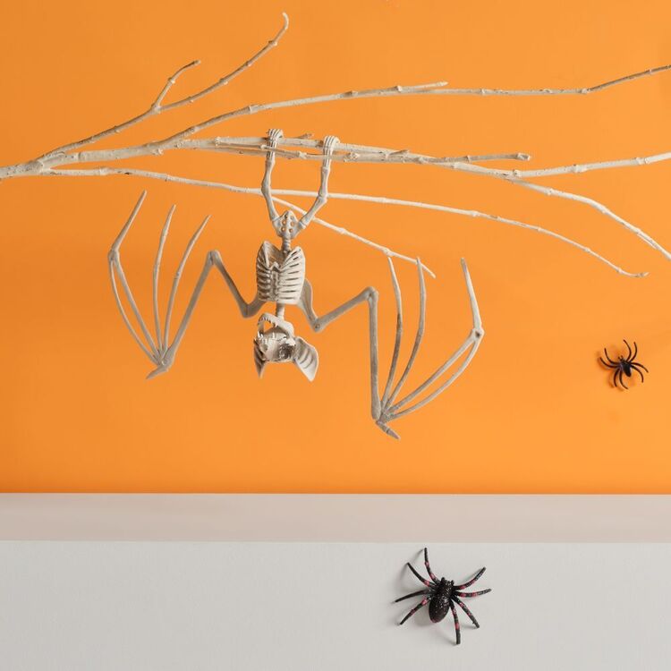 Skeleton Bat Prop with Spread Wings and Natural Bone Look for Halloween Mantels and Branch Displays