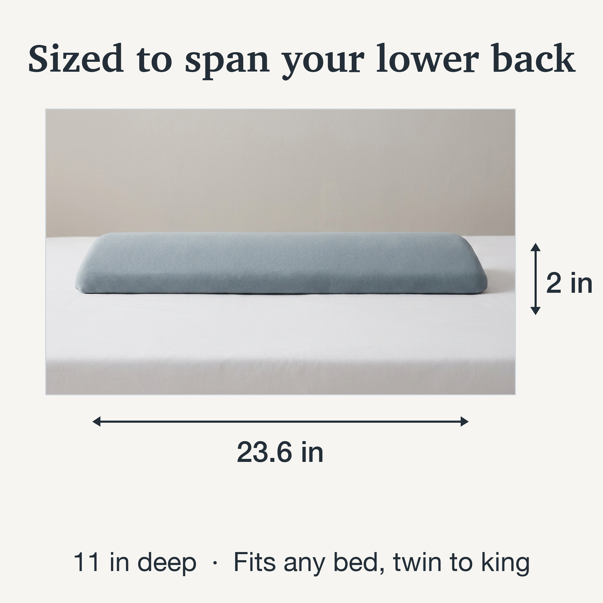 Memory Foam Lumbar Pillow with Tapered Edge and Soft Touch Cover, Full Width Support
