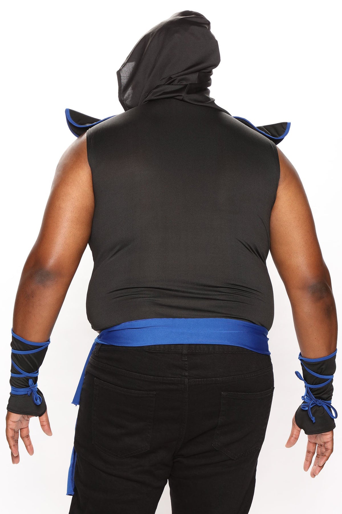 Black and Blue Shadow Warrior Costume Set with Hooded Tunic