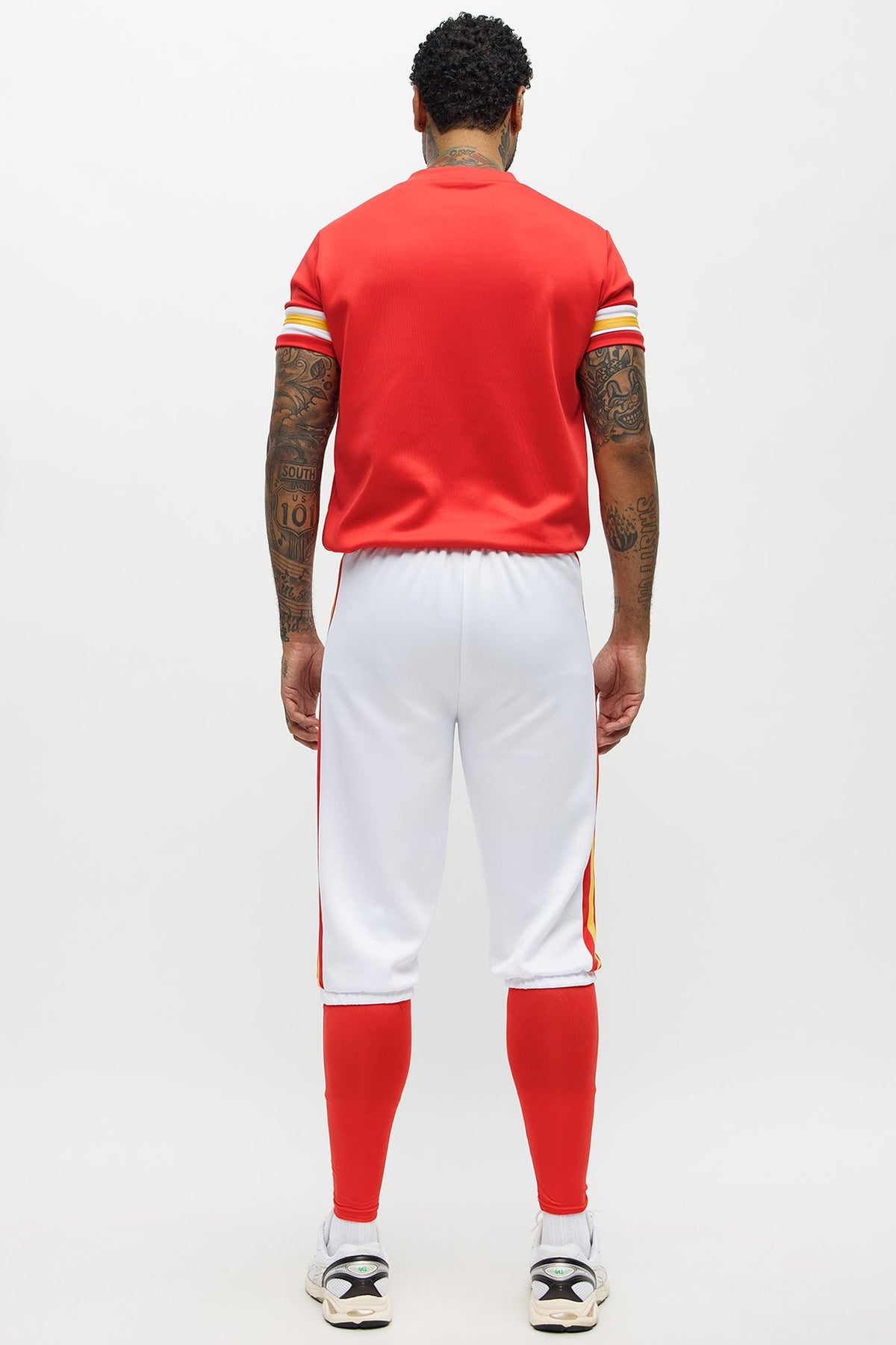 Athletic Two Piece Costume Set with Cropped Top and Wrist Bands