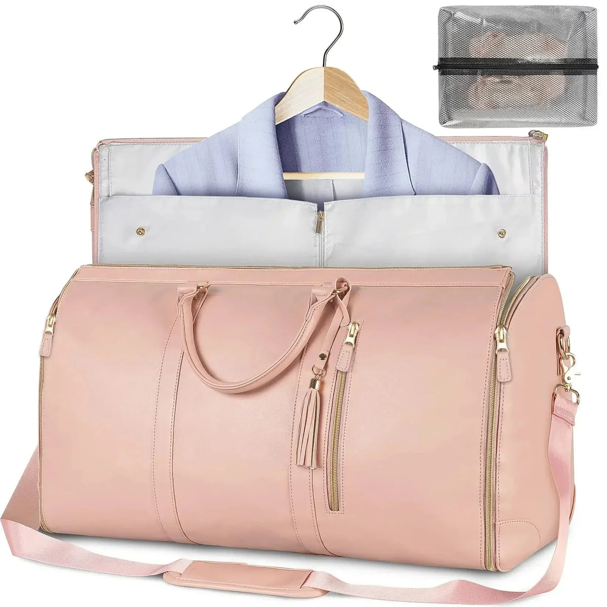 Garment Bag with Multiple Interior Pockets and Dual Carry Handles for Travel