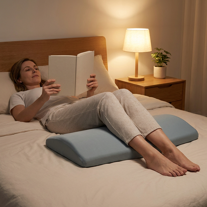 Memory Foam Lumbar Pillow with Tapered Edge and Soft Touch Cover, Full Width Support