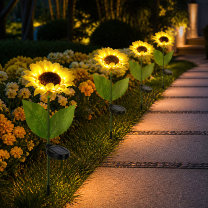 Solarleuchte Sonnenblume mit warmweißem Licht für den Garten -    Zorenza