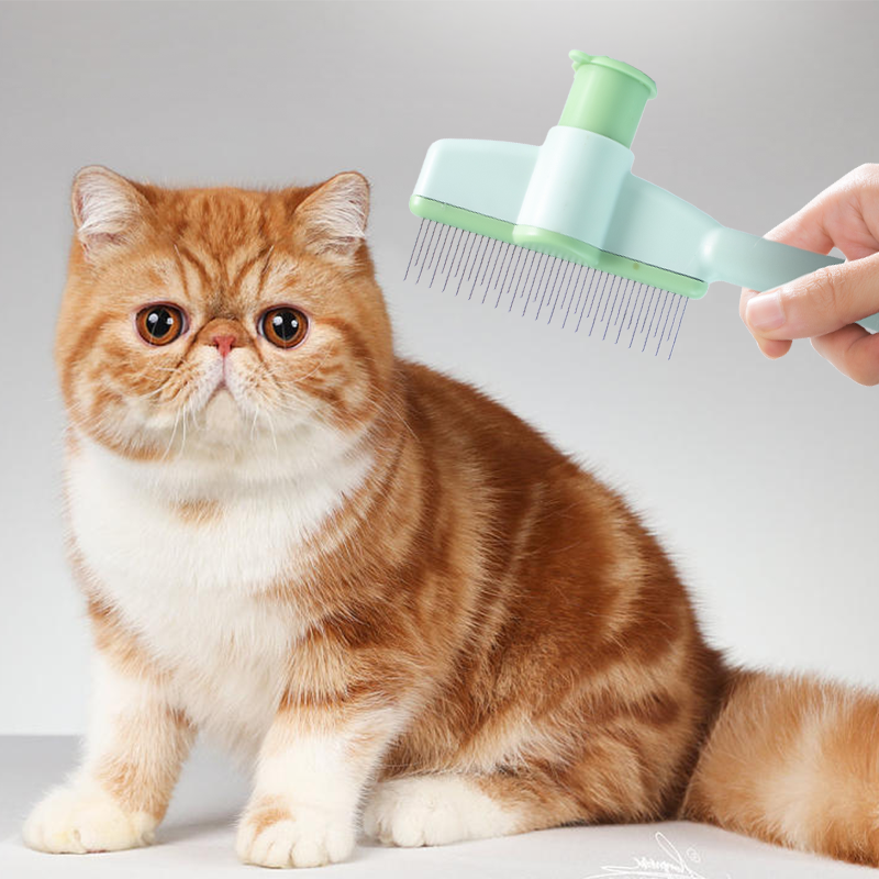 Stainless Steel Flea Comb for Dogs and Cats with Extra Fine Teeth and a One Press Hair Release