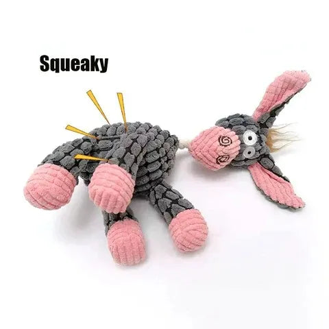 Plush Dog Toy with Squeaker and Reinforced Layered Fabric, Machine Washable