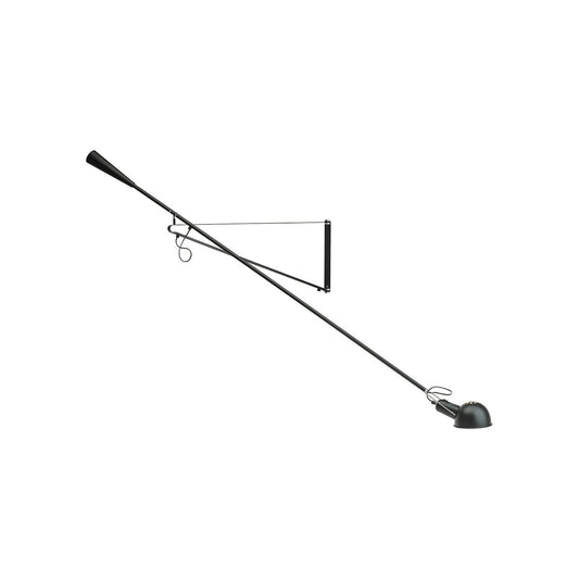 Adjustable Wall Lamp with Extended Arm and Rotating Shade, Cast Iron Counterweight