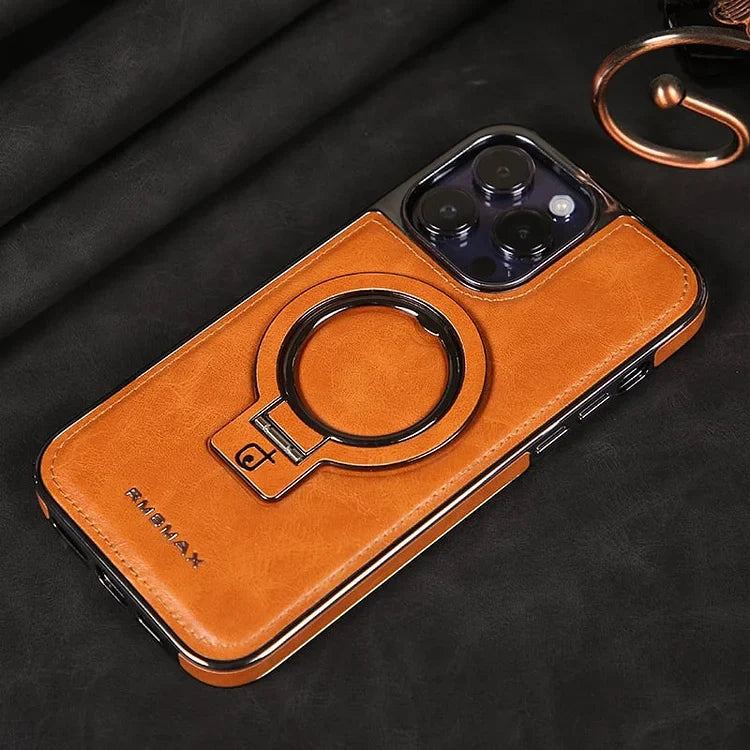 Phone Case with Foldable Stand and Magnetic Charging, 9H Lens Protection