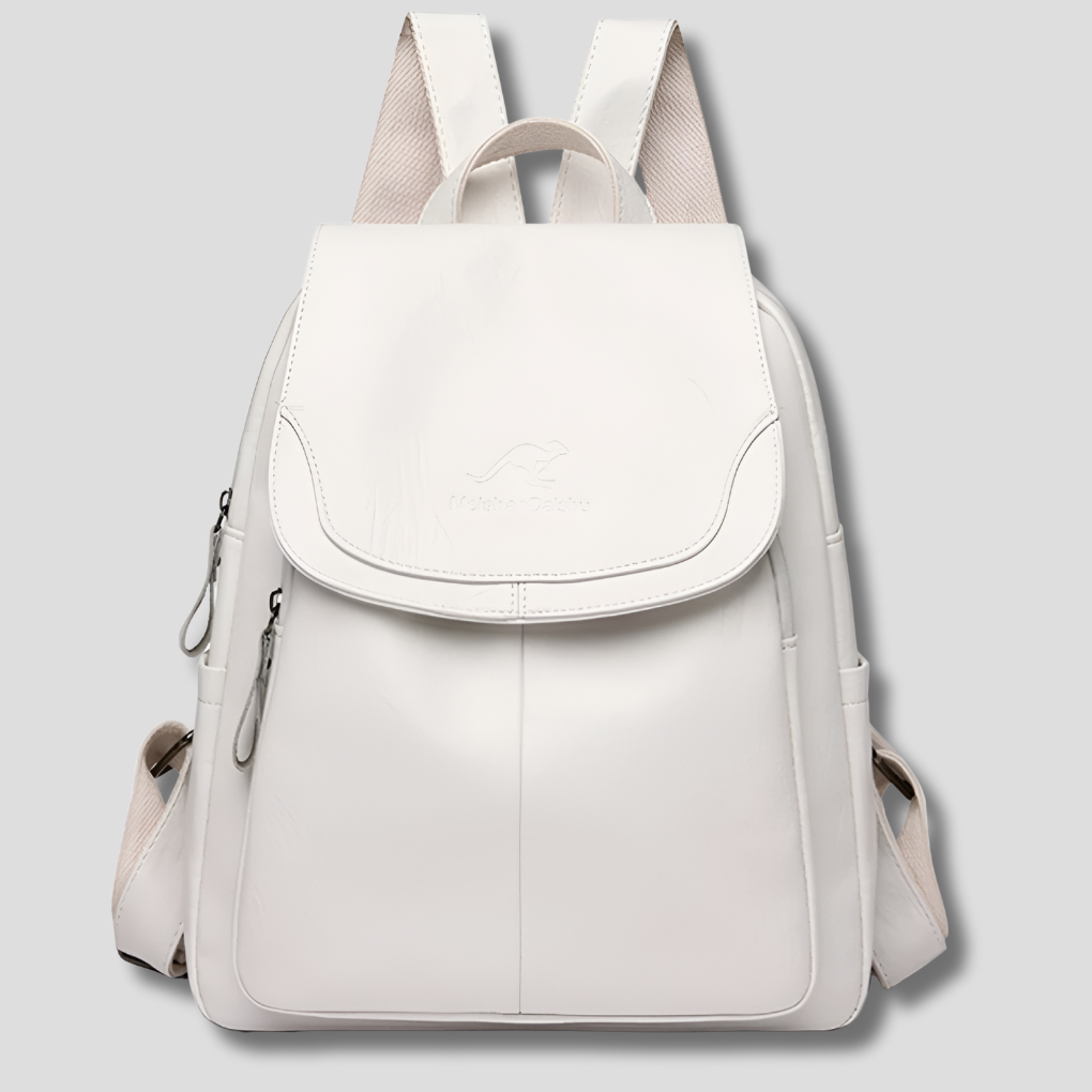 Embossed Backpack with Body-Facing Zipper and Multiple Interior Pockets