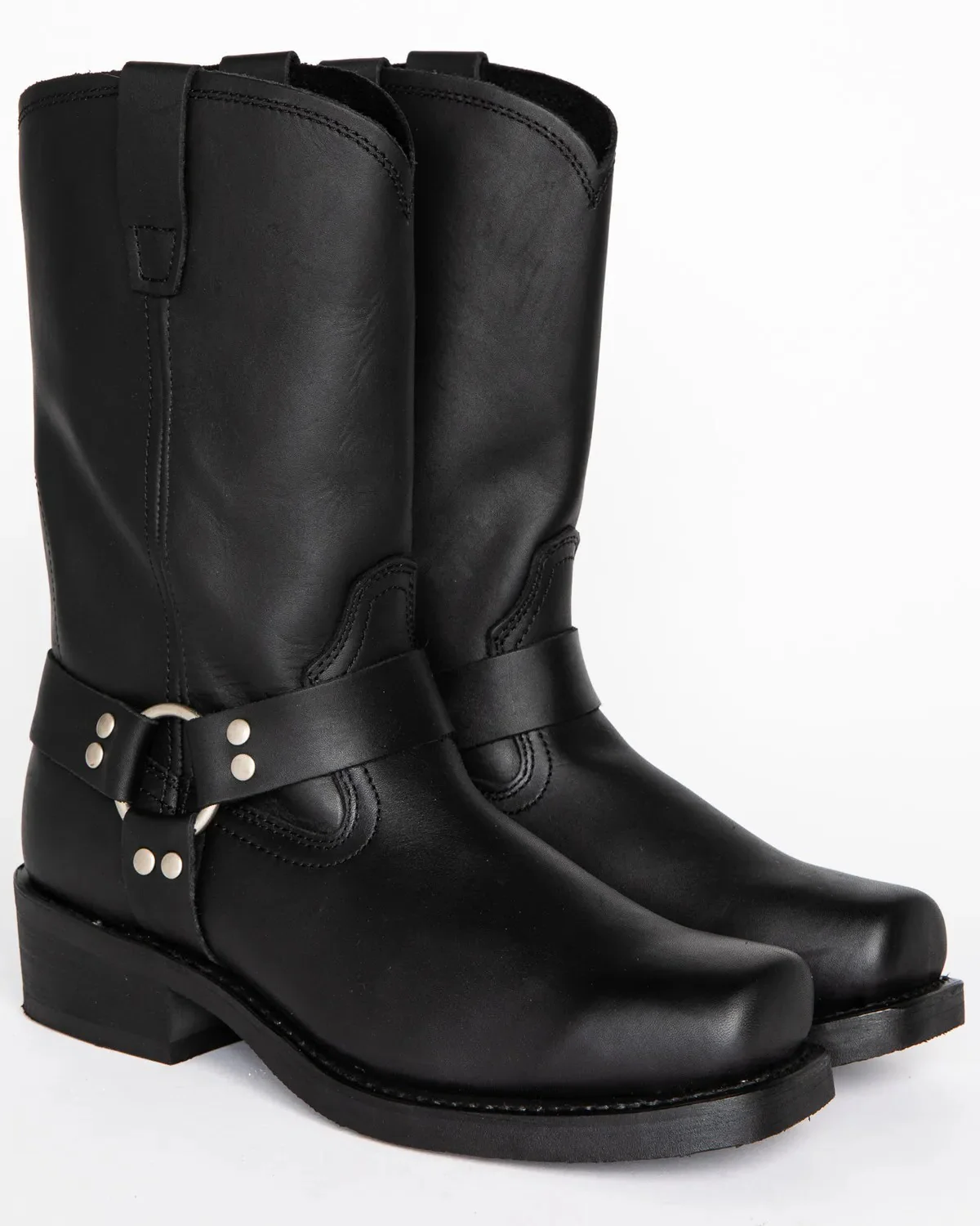Black Harness Boot with Oil Resistant Sole and Adjustable Ankle Strap, 11 Inch