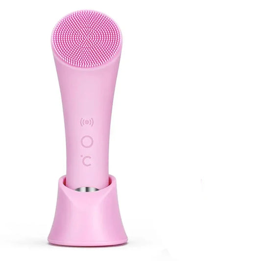 Electric Facial Cleansing Silicone Brush, Heatable Vibrating Face Scrubber with Massage, Silicone Face Scrubber for Women & Men, Electric Facial Cleanser for Deep Cleansing, Gentle Exfoliating.SummerWins DealsForYouDays allveramart