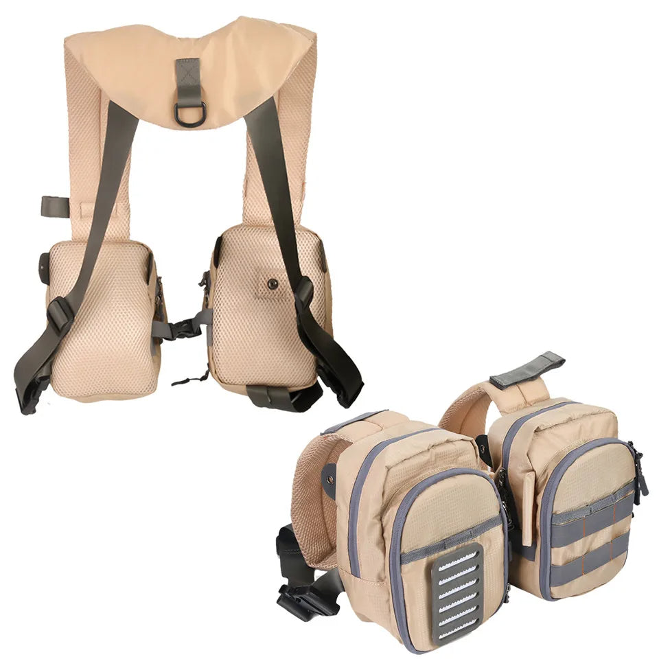 Fly Fishing Chest Bag with Adjustable Straps and Multiple Compartments, Water Resistant